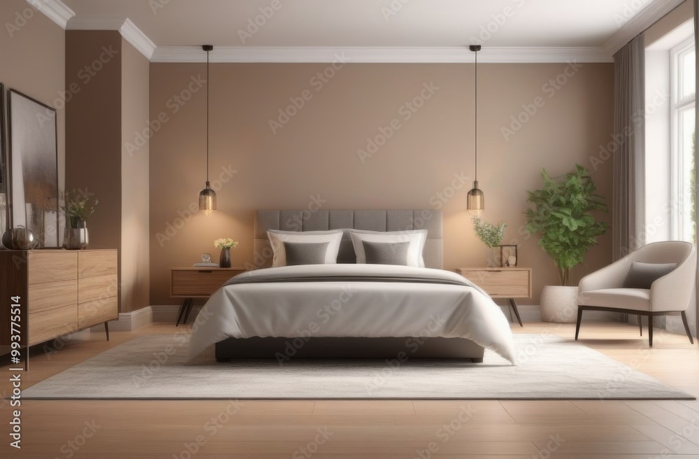 3d render of a badroom on a brown background in a modern style 3d render of a badroom on a brown background in a modern style