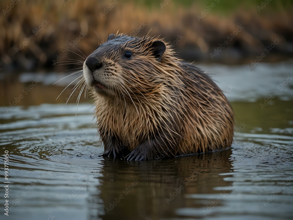 Another view of a nutria in its environment. Another view of a nutria in its environment.