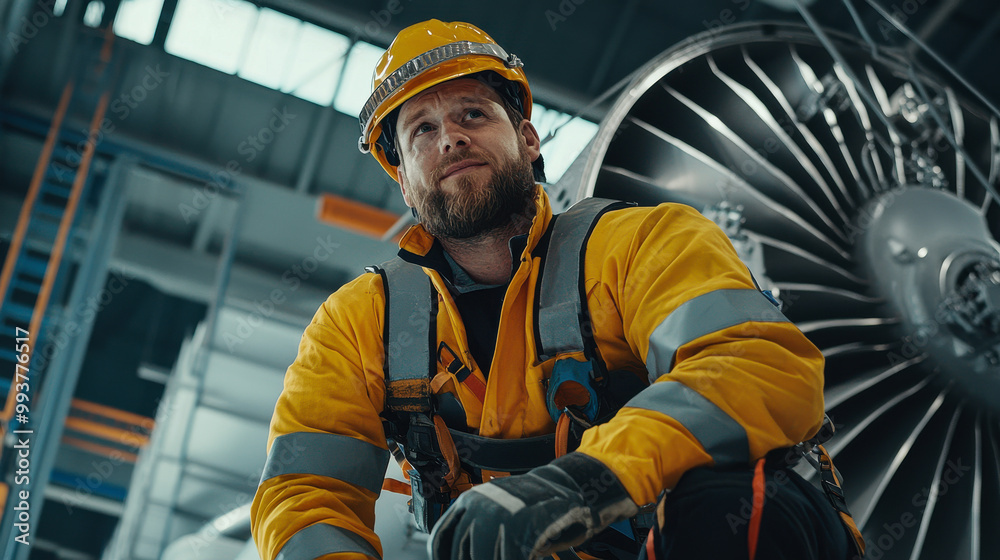 maintenance engineer in bright yellow safety suit and helmet is focused on his work in industrial setting, showcasing dedication and professionalism maintenance engineer in bright yellow safety suit and helmet is focused on his work in industrial setting, showcasing dedication and professionalism