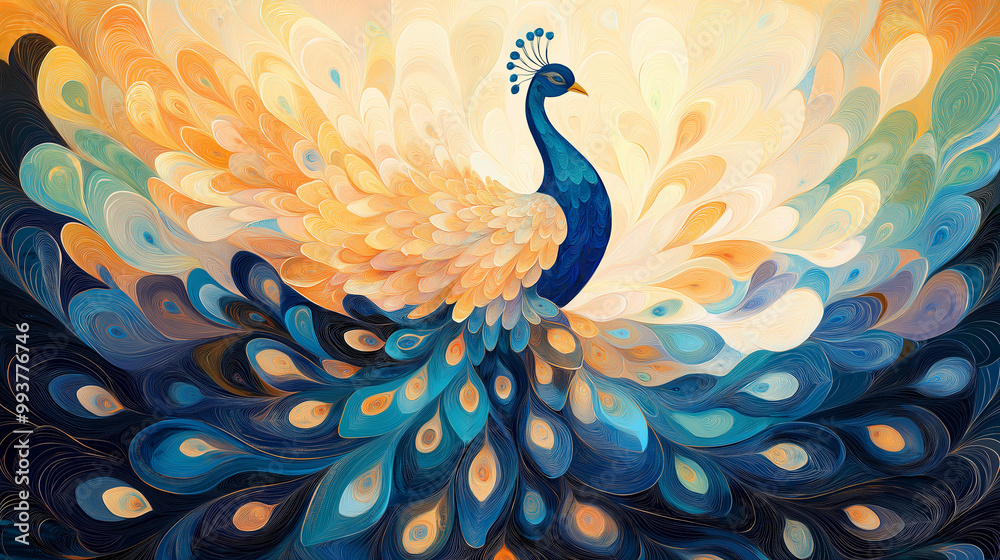 Fototapeta premium Abstract Peacock With Radiant Multicolored