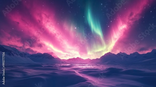 Vibrant auroras create stunning animated desktop scene picture