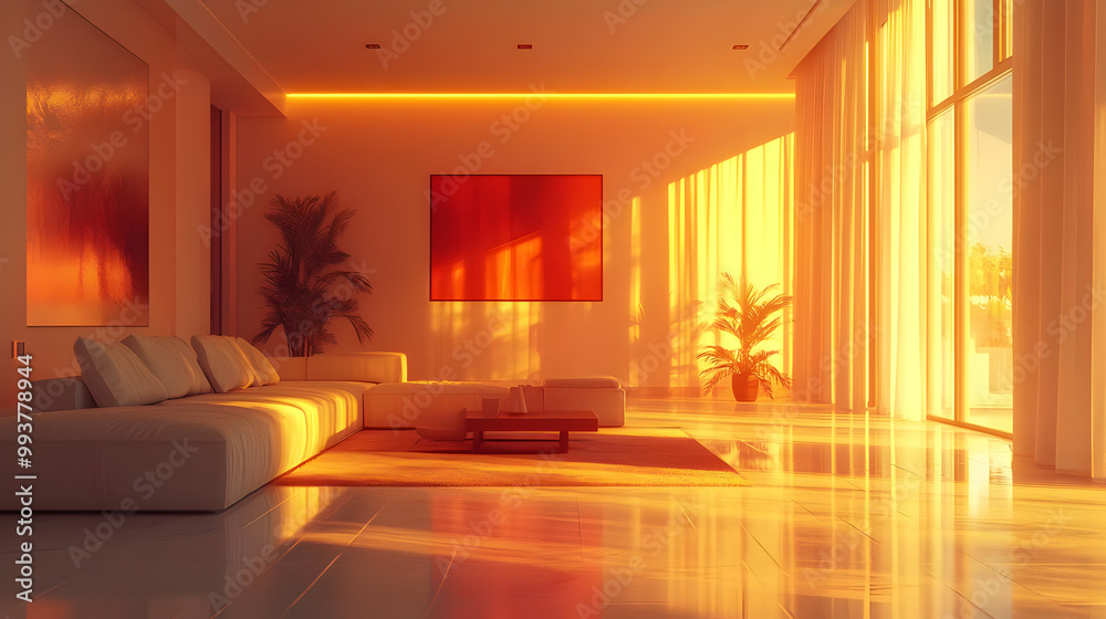Modern Living Room Interior Design 3D Illustration Modern Living Room Interior Design 3D Illustration