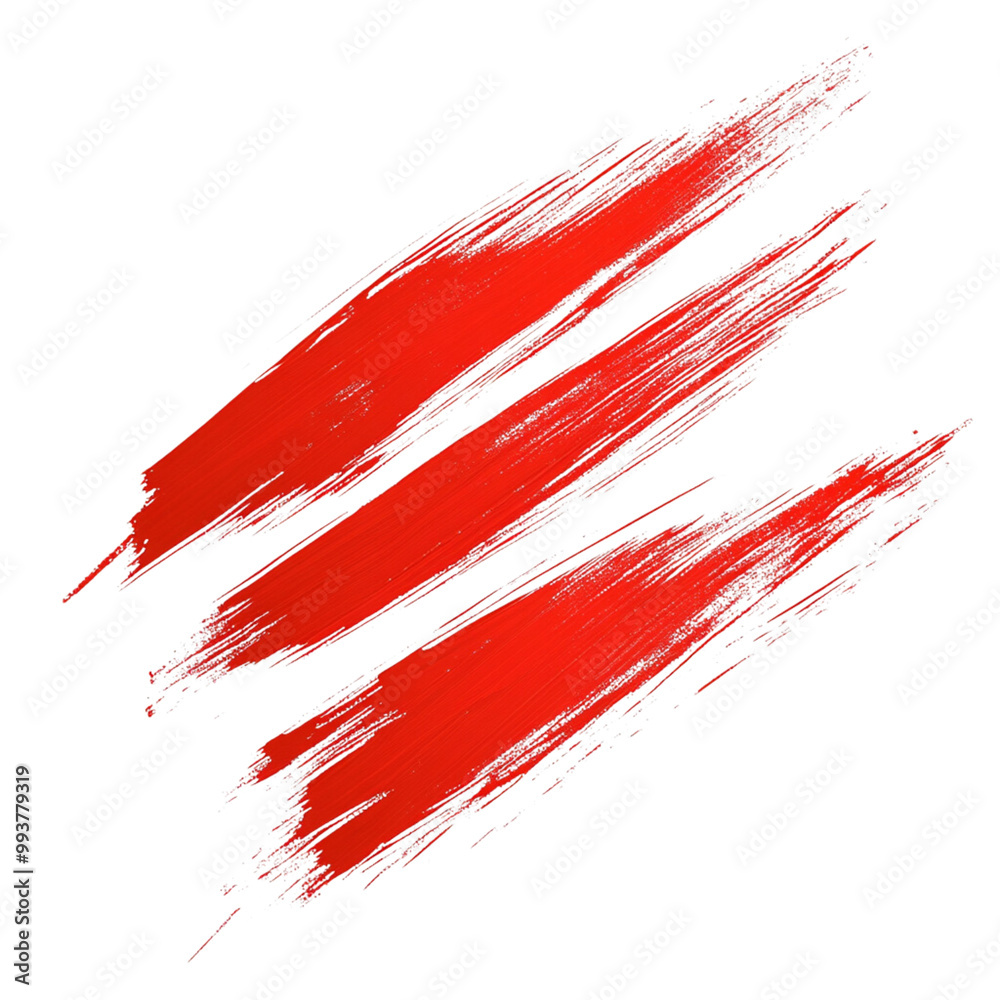 Red paint brush strokes in the shape of red stripes on a white background Red paint brush strokes in the shape of red stripes on a white background
