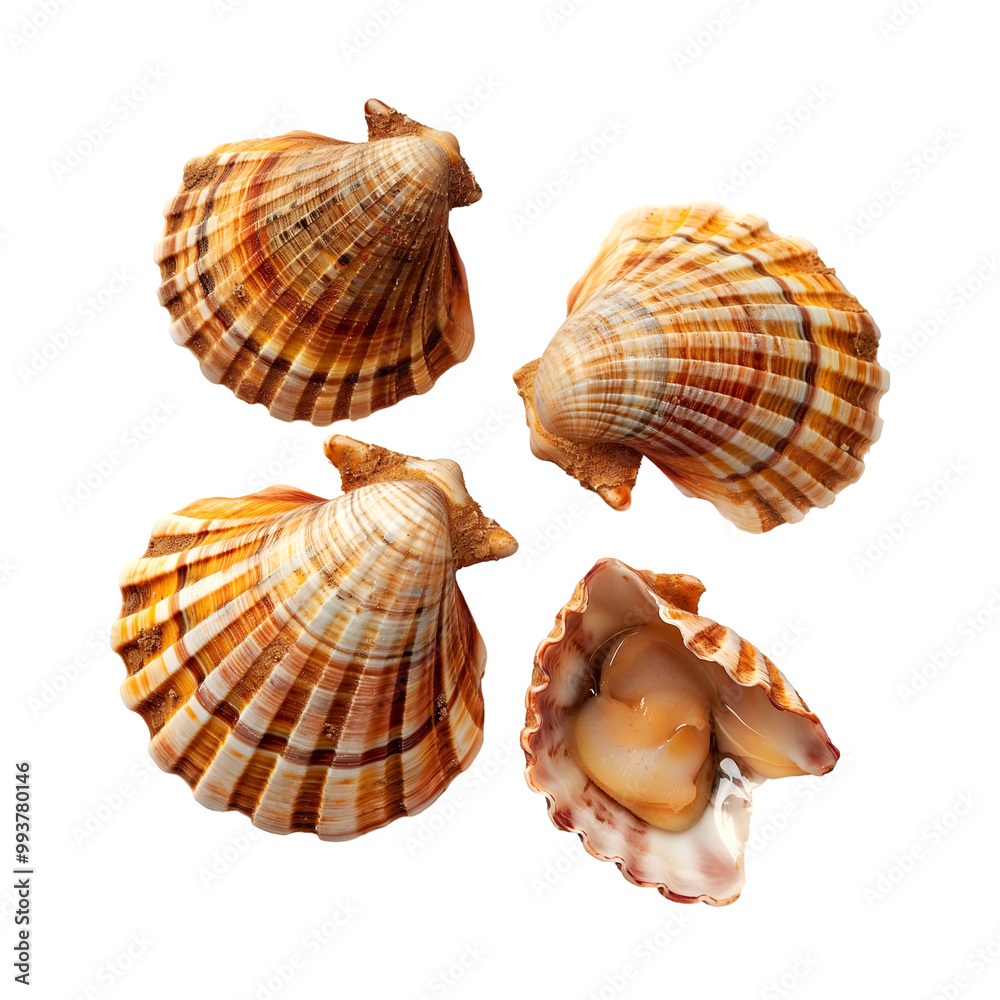 Obraz premium Shellfish, Seafood, Isolated on Transparent Background, Graphic Resource for Gourmet Advertising, Menu Design and Packaging