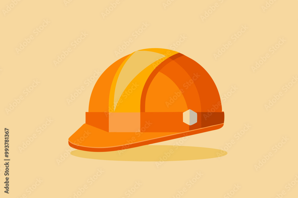 Image showcases an orange construction helmet on a beige background, illustrating construction safety gear with excellent detail and the importance of workplace safety equipment. 