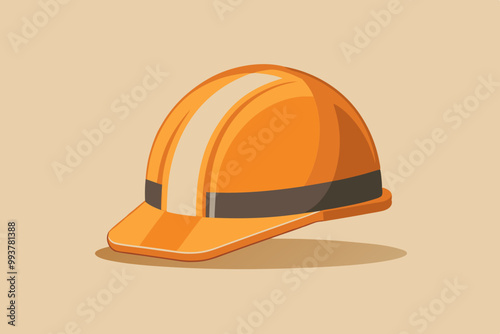Image showcases an orange construction helmet on a beige background, illustrating construction safety gear with excellent detail and the importance of workplace safety equipment. 