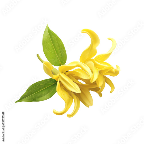 Ylang-Ylang, Essential Oil, Isolated on Transparent Background, Graphic Resource for Gourmet Advertising, Menu Design and Packaging photo