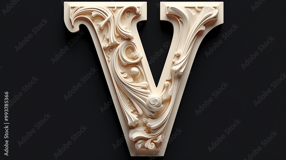 Fototapeta premium A bold letter V set against a smooth, solid color background