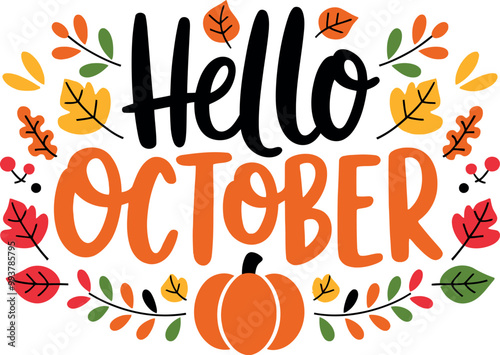 Hello October Design Vector Illustration