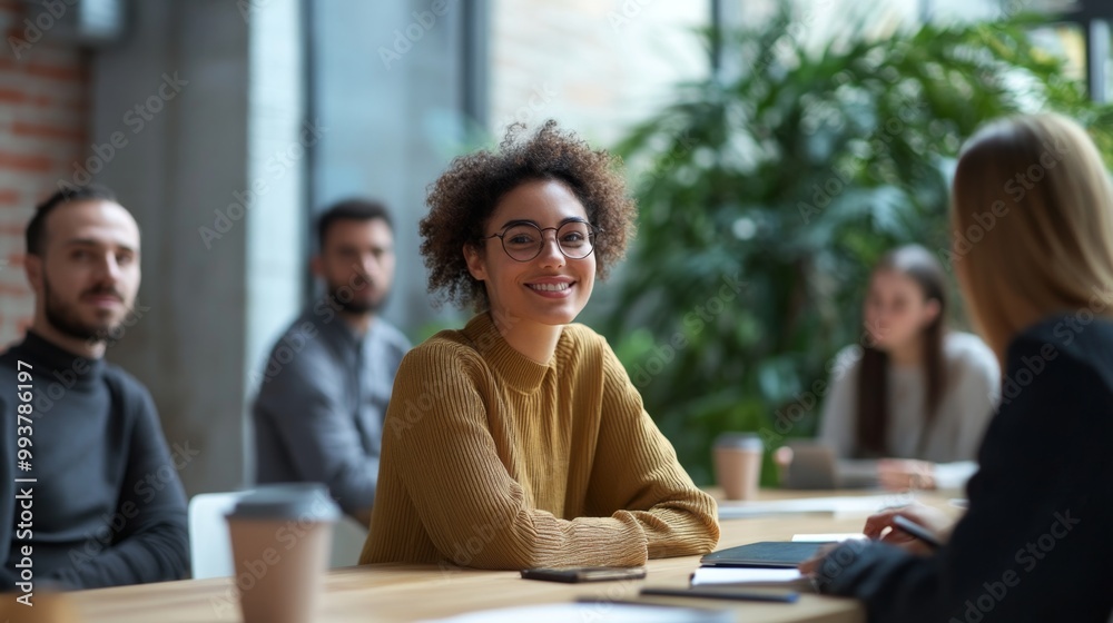 Smiling woman meeting. Smiling woman meeting.