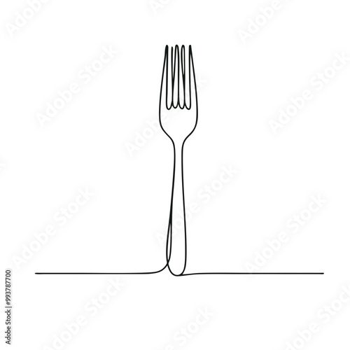 Fork. Icon. Vector drawing. One line art. A simple drawing of a continuous line of a kitchen electric appliance.