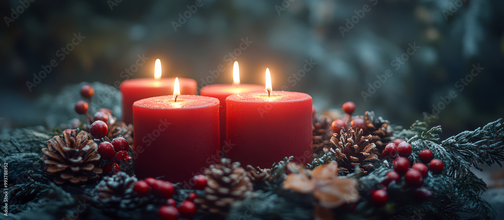 Christmas decoration with candles as background