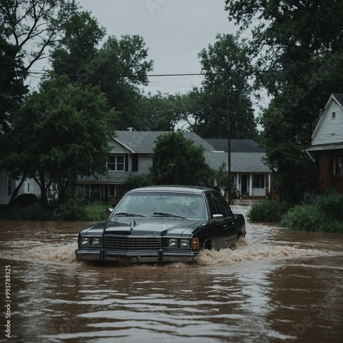 Floodwaters surge across downtown area after intense storm, causing extensive damage