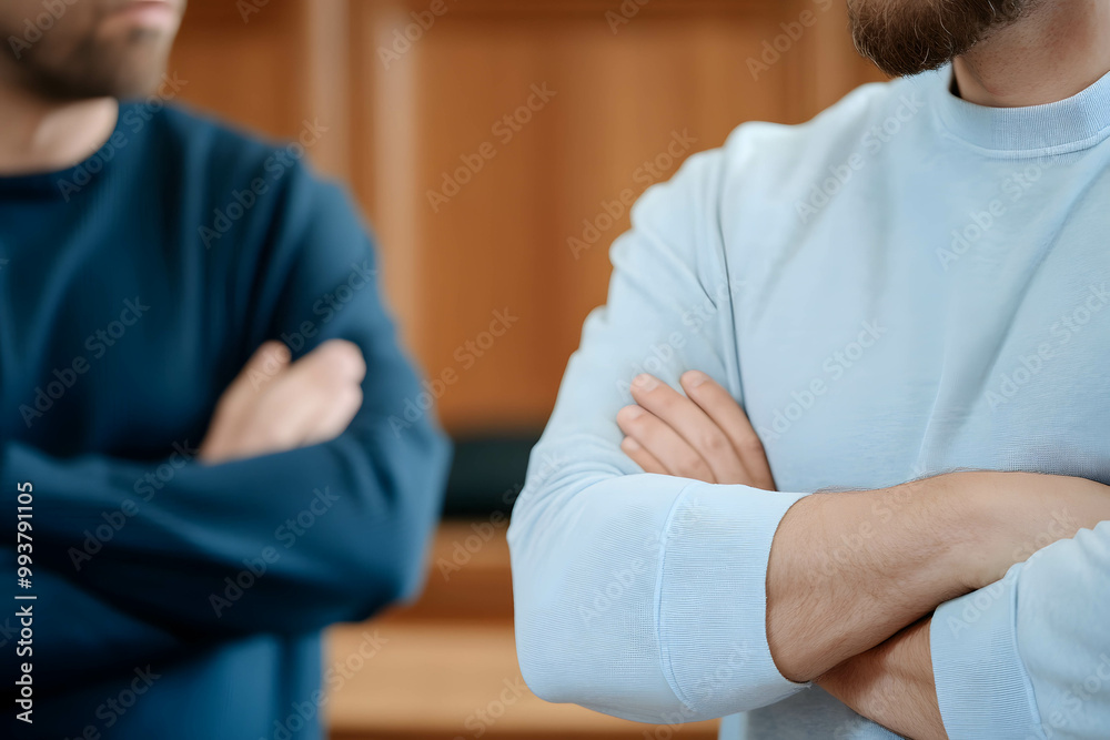 Obraz premium persons throwing verbal daggers at another who stands with their arms crossed.