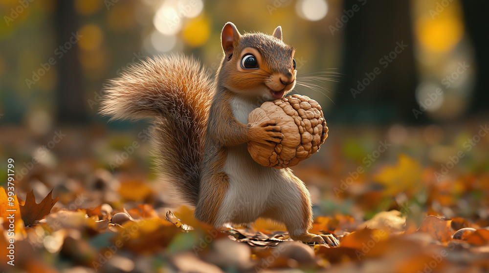 Squirrel Holding Large Acorn in Autumn Forest
Squirrel Holding Large Acorn in Autumn Forest
