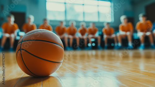 Outside on the court, the basketball flies toward the net, bouncing off the textured ground as it heads for the basket in the background. basketball, ball, net, play, basket, court, background