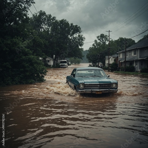 Heavy rainfall creates urban flood crisis with streets and buildings submerged