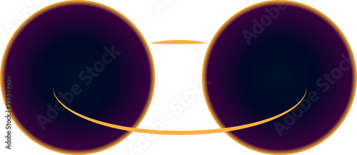 A pair of black holes orbiting each other in space.