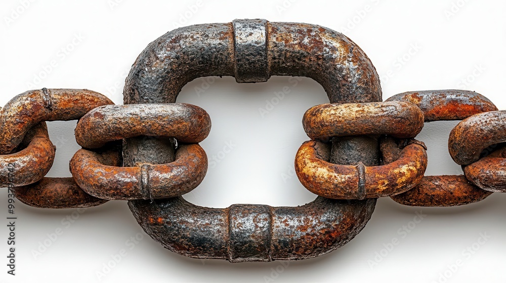 old rusty padlock firmly closed on a massive chain set against a stark white background the texture of rust and metal conveys a sense of security and age old rusty padlock firmly closed on a massive chain set against a stark white background the texture of rust and metal conveys a sense of security and age