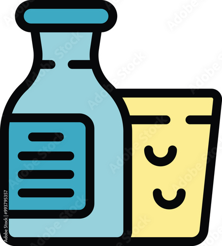 This icon features a bottle of kefir with a blank label and a portion of probiotic cheese
