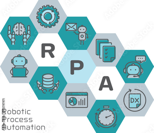 RPA（Robotic Process Automation）　六角形のデザイン