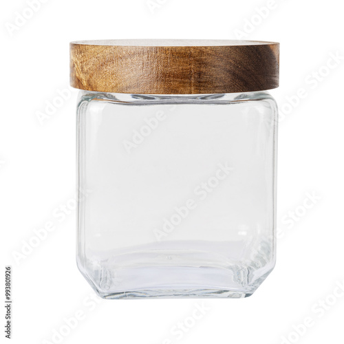 glass jar with wooden lid photo