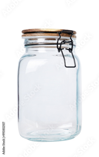 glass jar with wooden lid photo