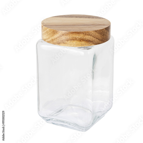 glass jar with wooden lid
