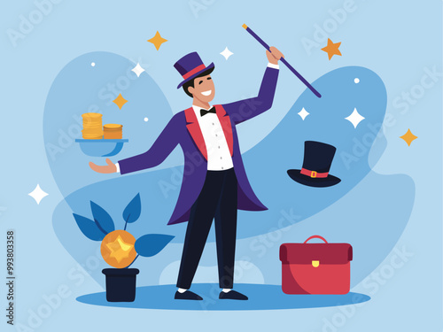 businessman in a suit with a trophy