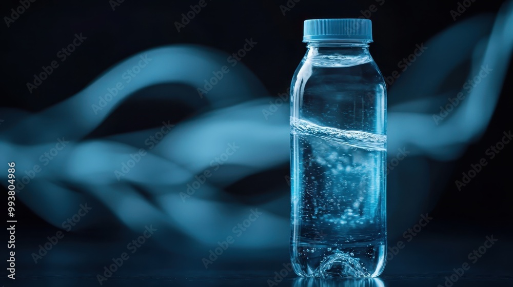 A clear plastic bottle filled with water, highlighted against a swirling, abstract background, with bubbles floating inside to capture a sense of purity and hydration. A clear plastic bottle filled with water, highlighted against a swirling, abstract background, with bubbles floating inside to capture a sense of purity and hydration.