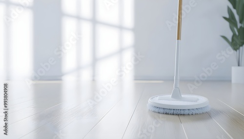 Wallpaper Mural Mop on a gleaming hardwood floor, soft reflections and natural light, clean and tidy space with a fresh feel Torontodigital.ca