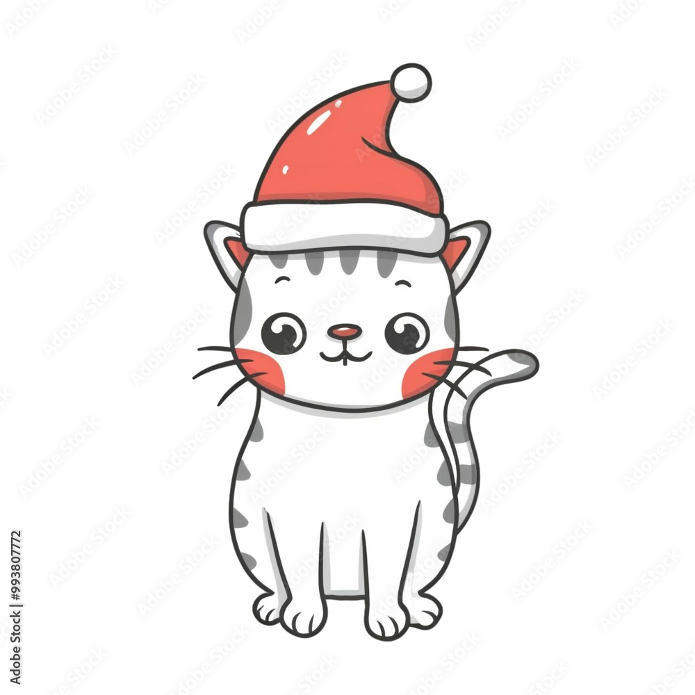 A cat wearing a red Santa hat A cat wearing a red Santa hat
