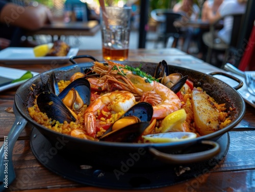 A Delicious Seafood Paella Dish