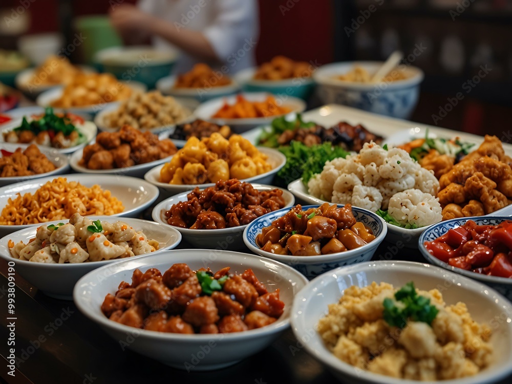 Chinese food buffet tray. Chinese food buffet tray.