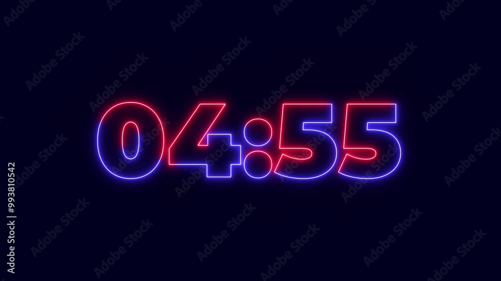 Clock 5 Minute countdown animation Timer Countdown. Countdown 5 minutes.