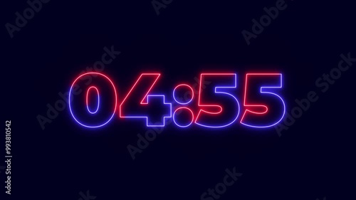 Clock 5 Minute countdown animation Timer Countdown. Countdown 5 minutes.