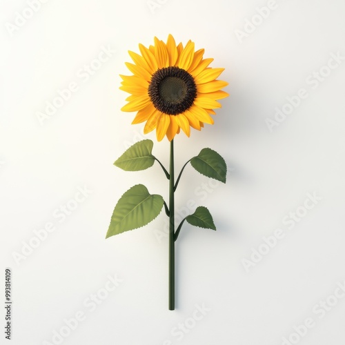 Isolated 3D Sunflower on a White Background