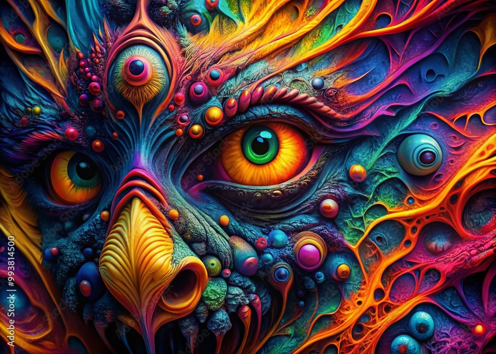 Fototapeta Abstract Texture Representing Phobia and Fear with Distorted Patterns and Dark Color Palette