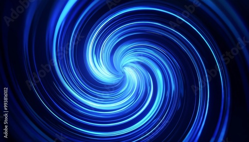 Colorful Spiral Swirl with Blur and Smooth Motion on a Black Background, Representing Fantasy Energy with Striking Blue Light Effects, Ideal for Abstract Art, Digital Designs, and Creative Projects