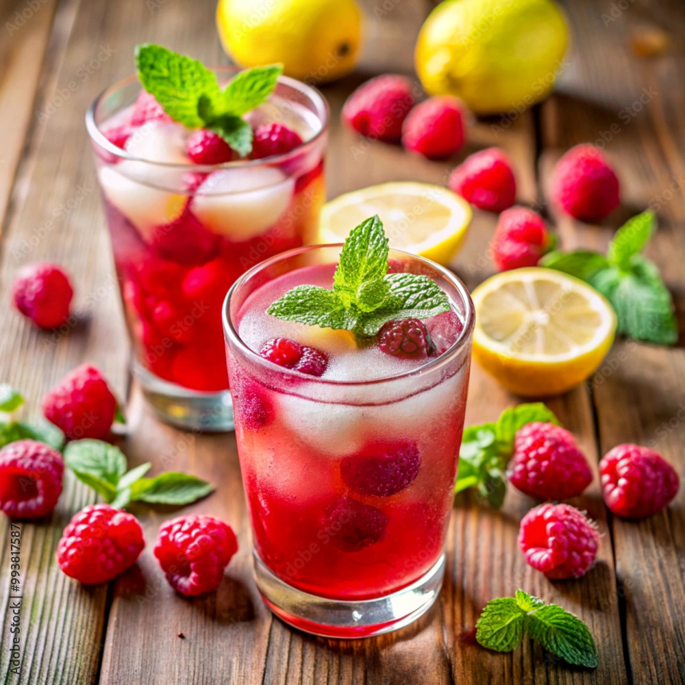 refreshing raspberry lemonade with mint. refreshing raspberry lemonade with mint.