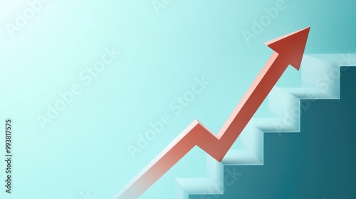 An abstract upward arrow on a clear background, symbolizing positive growth with copy space for messaging.