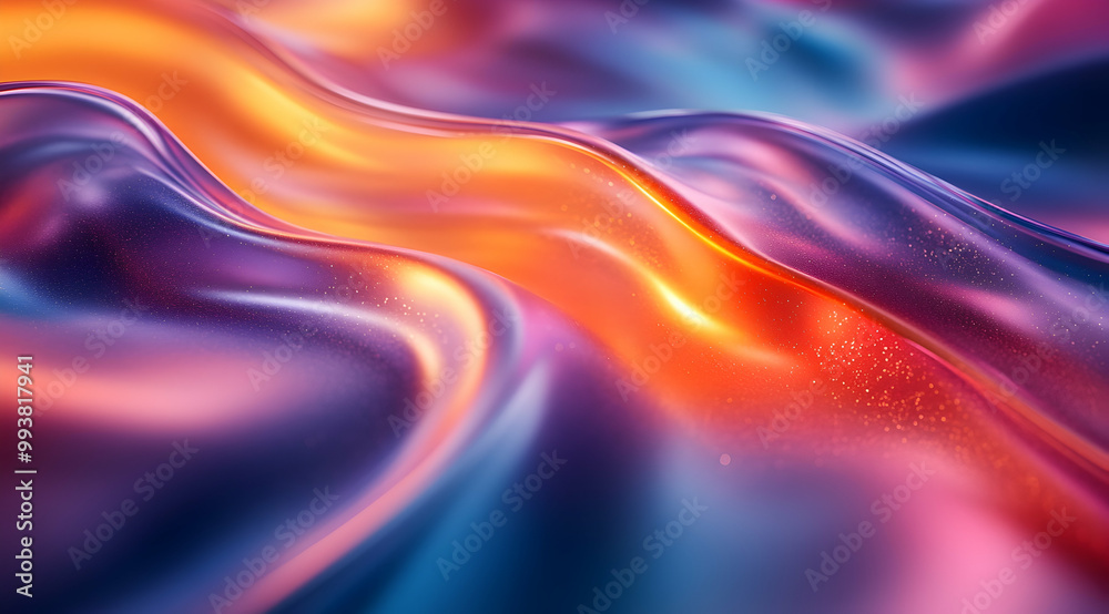 Fototapeta premium Abstract 3D Background with Wavy Lines and Glittering Texture