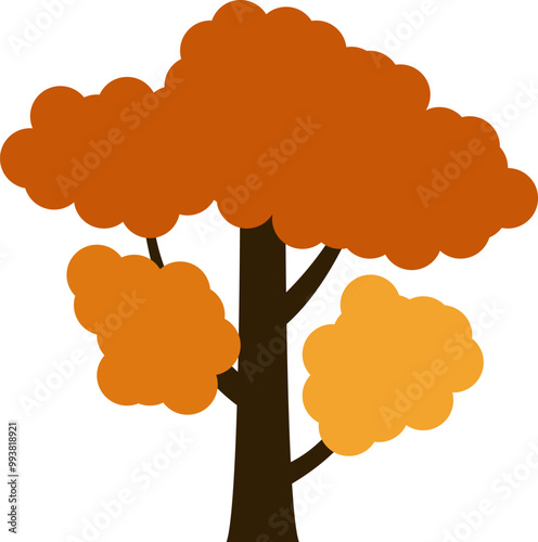 The Trees with the Most Vibrant Fall Leaf Colors. Tree icon, simple silhouettes. Forest. Flat trees set, pines, spruces, conifers and deciduous trees. Autumn Leafs isolated vector illustration.