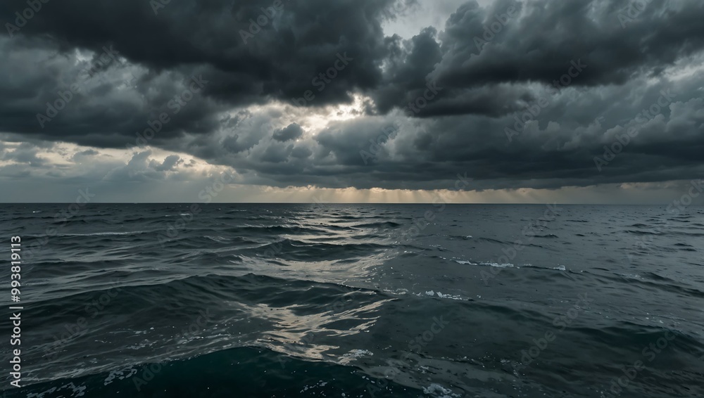 Cold ocean backdrop under a cloudy sky. Cold ocean backdrop under a cloudy sky.