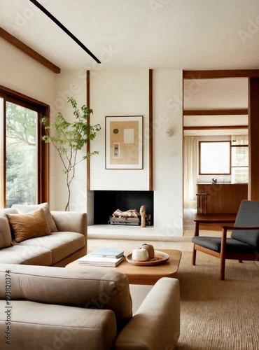 white, bright, cozy living room with	
