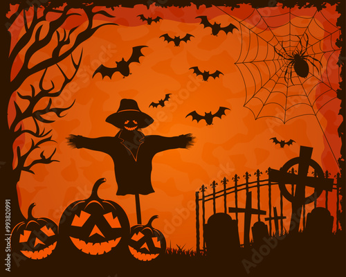 halloween holiday scary and creepy poster background for design cartoon vector illustration