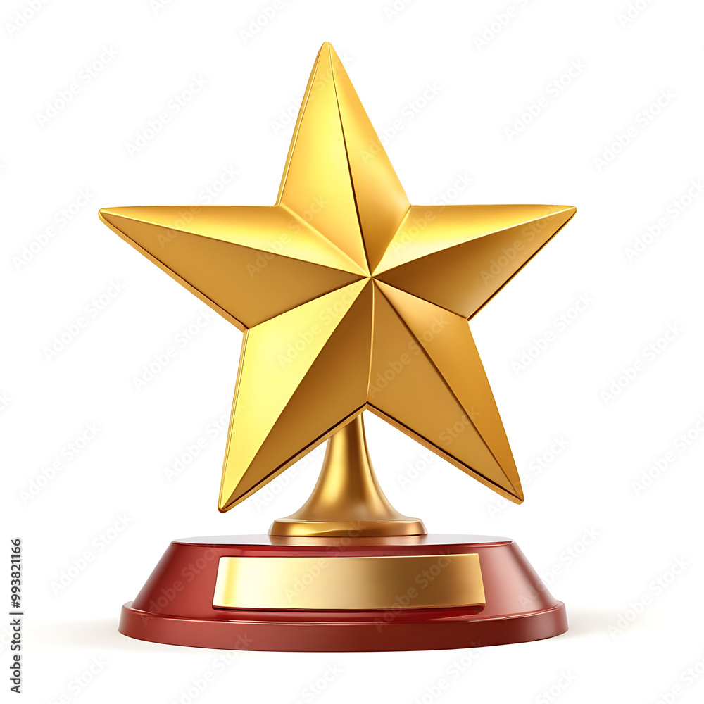 A shiny gold star trophy on a pedestal, symbolizing achievement, excellence, and recognition. Perfect for award ceremonies, websites, or motivational content. (White background) A shiny gold star trophy on a pedestal, symbolizing achievement, excellence, and recognition. Perfect for award ceremonies, websites, or motivational content. (White background)