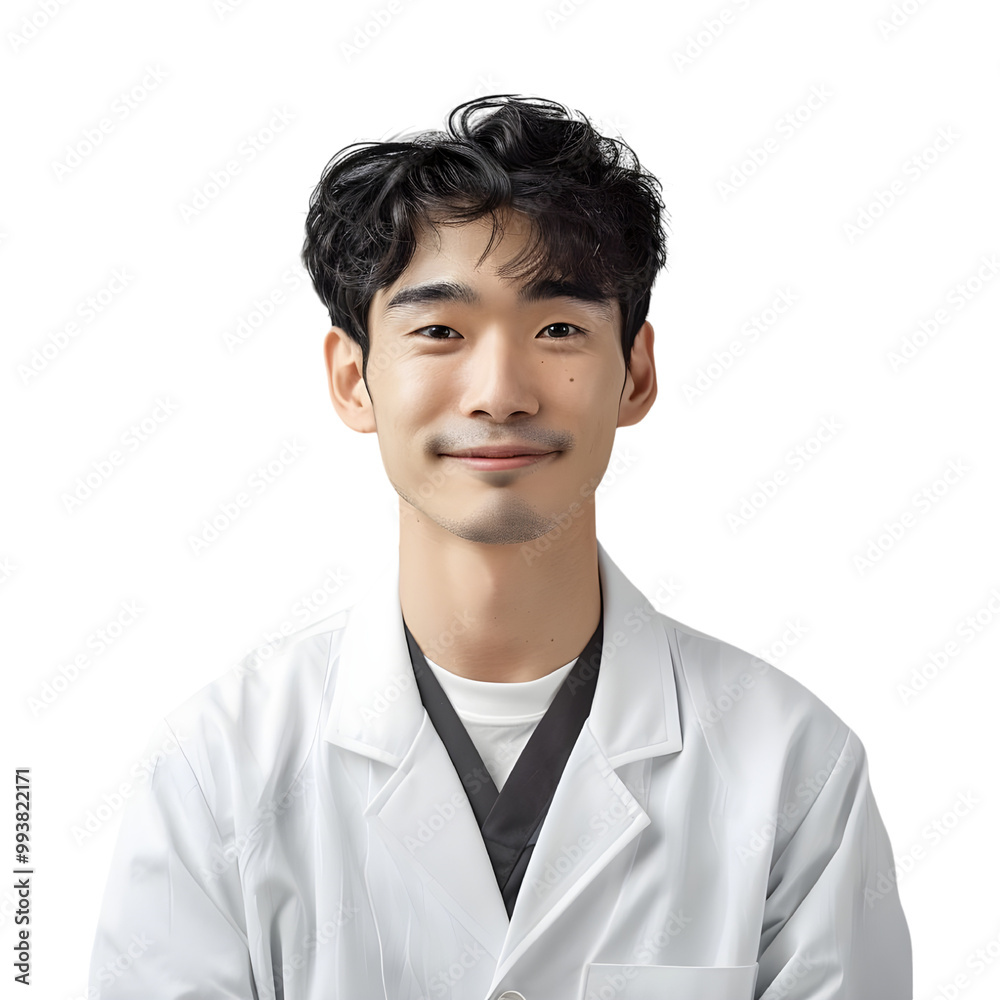 Korean young male doctor standing and smiling Korean young male doctor standing and smiling