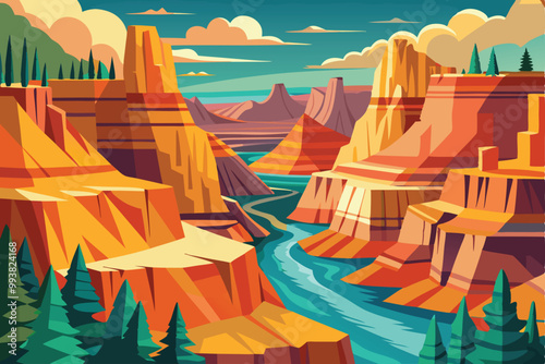 Grand canyon national park illustration.