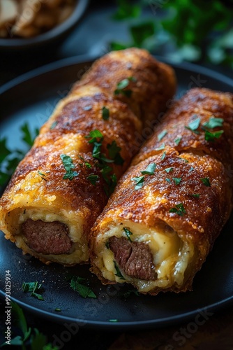 Karadjordjeva šnicla - Breaded and fried rolled steak stuffed with cheese. photo